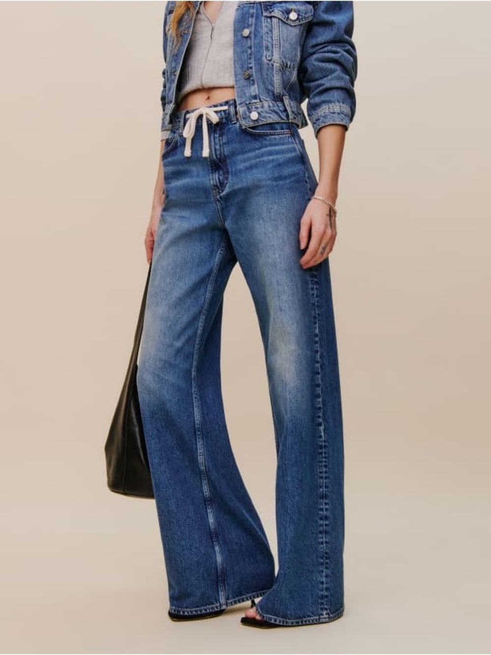 Reformation Cary Drawstring Slouchy Wide Leg Jean Sz 23